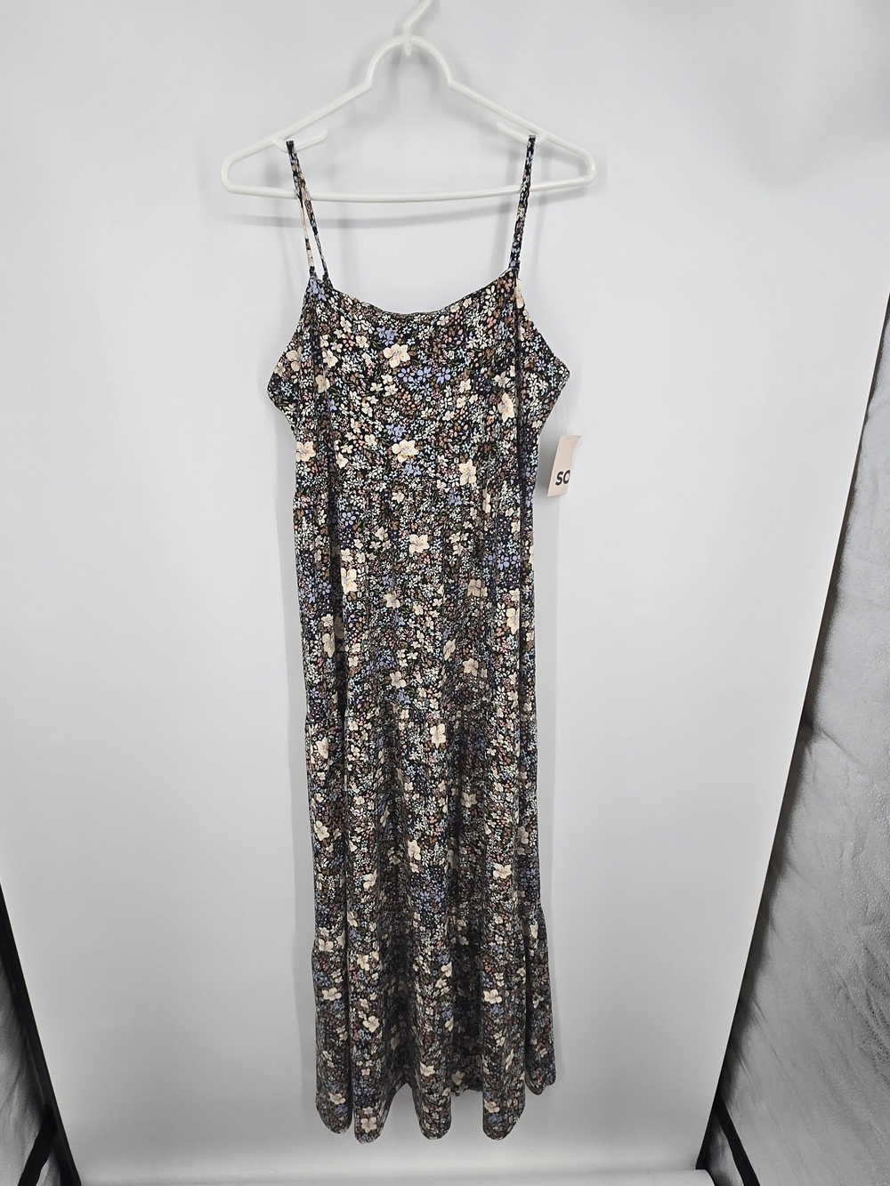 SO Blue Brown Floral Stretch Maxi Dress XL NWT (6721)